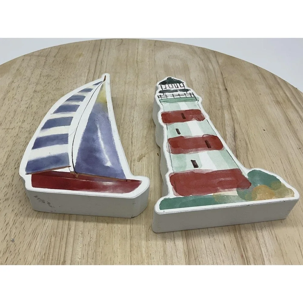 Hobby Lobby Boat Lighthouse Wall Plaques‎ Set Of 2 Small Nautical Beach Decor